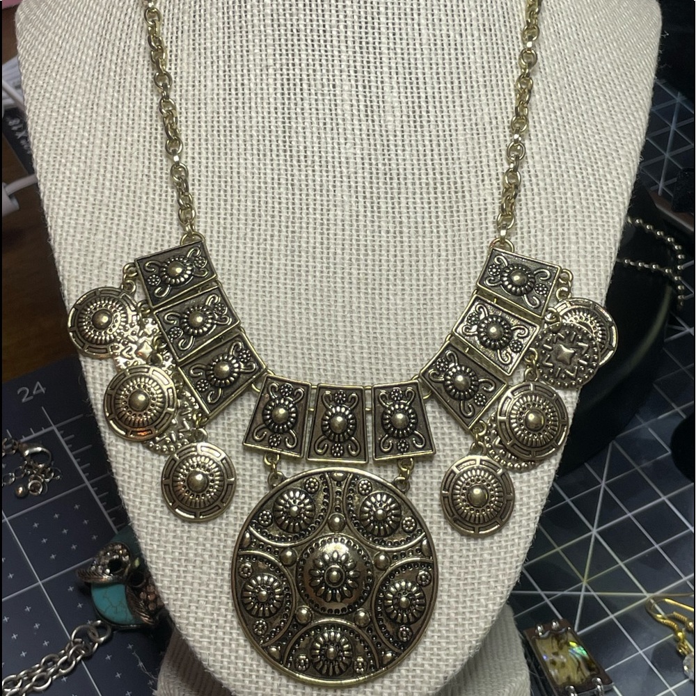 Bronze-tone statement necklace